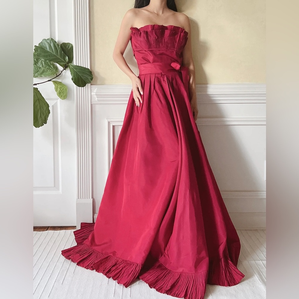 Victor Costa Dresses | Vintage Victor Costa Pleated Bust Gown | Color: Red | Size: M | Chateauclosettx's Closet
